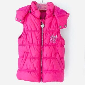 Kanz Fuchsia Puffer Vest with Heart Zipper